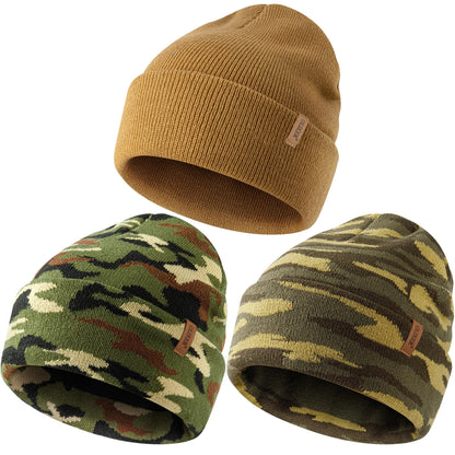 3 Pack Beanie for Men Women, Winter Double Layer Warm Hat Skull Cap
