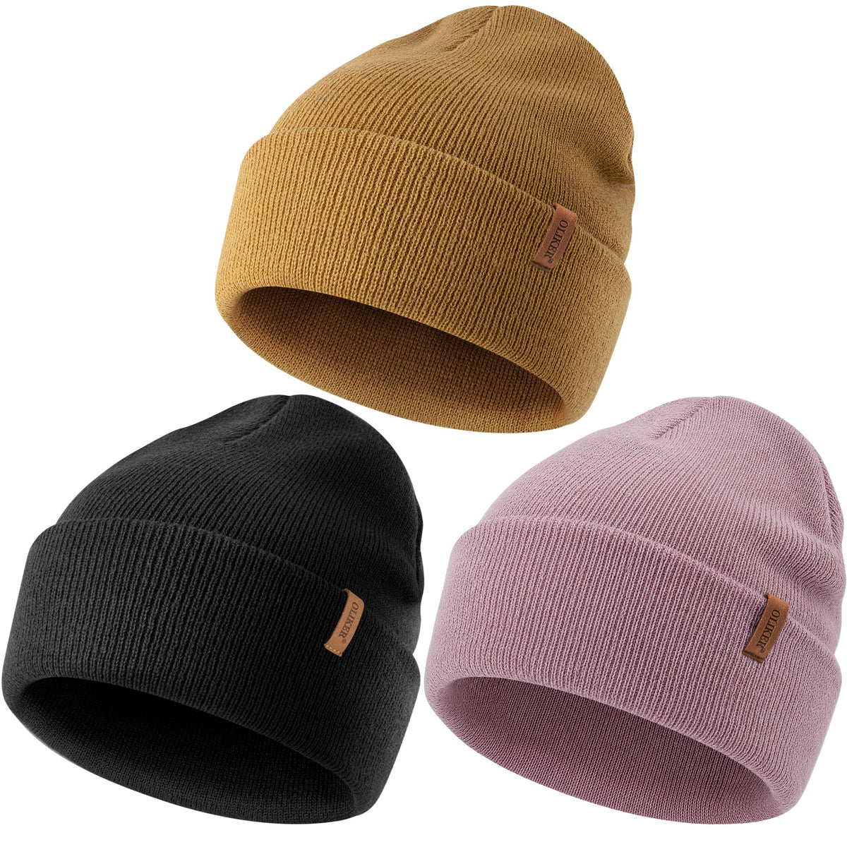 3 Pack Beanie for Men Women, Winter Double Layer Warm Hat Skull Cap