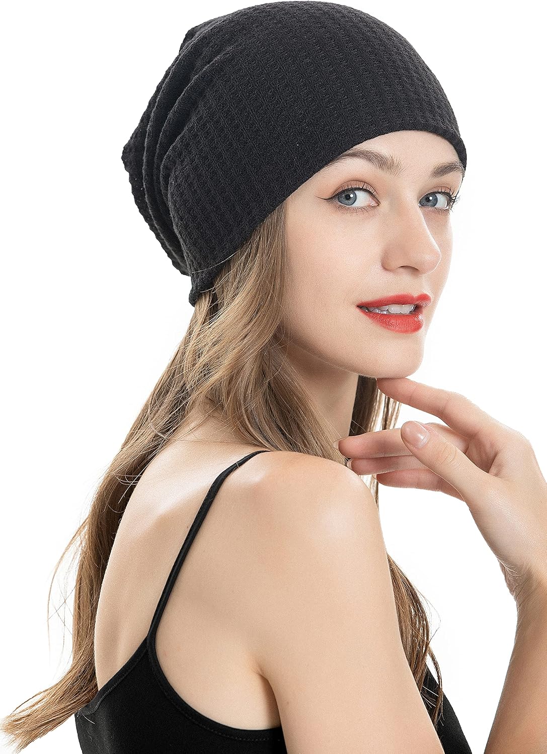 ZLYC Women Fashion Knit Slouchy Beanie Hat Thin Stretch Skull Cap