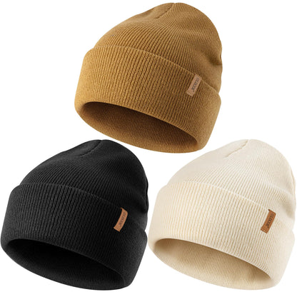 3 Pack Beanie for Men Women, Winter Double Layer Warm Hat Skull Cap