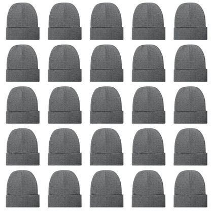 25 Pack Winter Beanie Hats Bulk for Men Women, Wholesale Knit Beanies Cold Weather Skull Caps