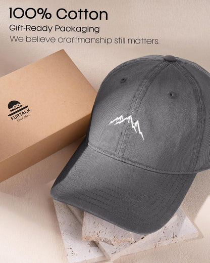FURTALK Baseball Cap Men Mountain Embroidery Washed Cotton Outdoor Hats